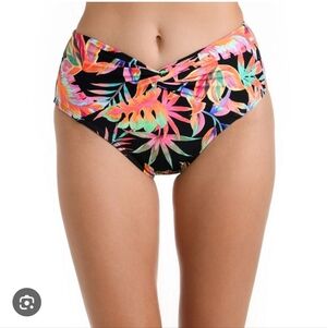 La Blanca Women Best Escape Printed Twist Feont Bottoms Floral Black Size 10 NWT